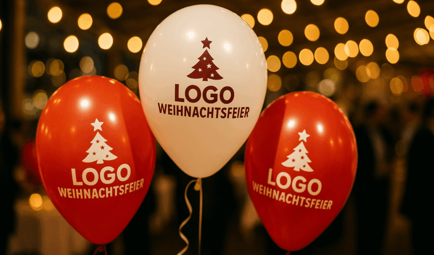 Bedruckte Luftballons für Weihnachtsfeier